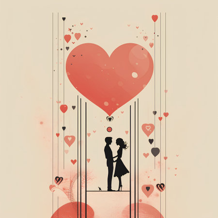 Cute couple in love with heart on grunge background. Vector illustration.の素材
