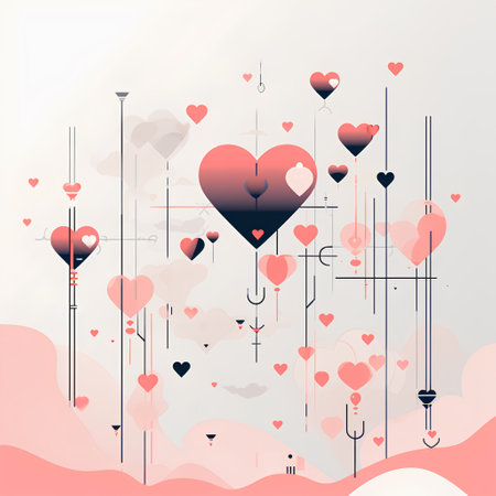 Valentines day background with hearts and arrow. Vector illustration.の素材