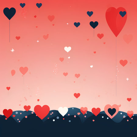 Valentines day background with hearts and balloons. Vector illustration.の素材