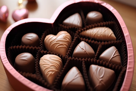 Heart shaped box of chocolates for Valentine's Day. Shallow dof.の素材