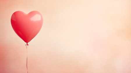Red heart balloon on pastel background. Valentines day concept.の素材
