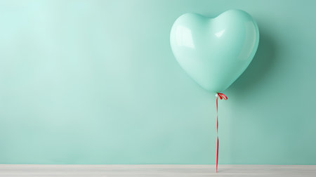 Heart shaped balloon on turquoise wall. 3D Renderingの素材