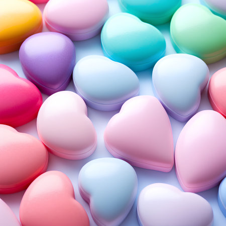 colorful hearts on a white background. 3d rendering, 3d illustration.の素材