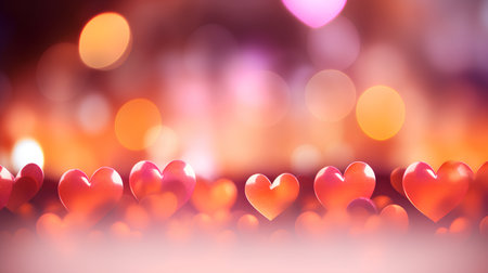 Valentine's day background with red heart on bokeh backgroundの素材