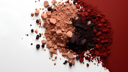Crushed eyeshadow palette isolated on white background. 3d renderingの素材