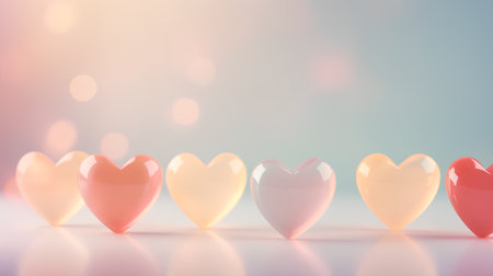 Valentines day background with hearts. 3d render illustration.の素材