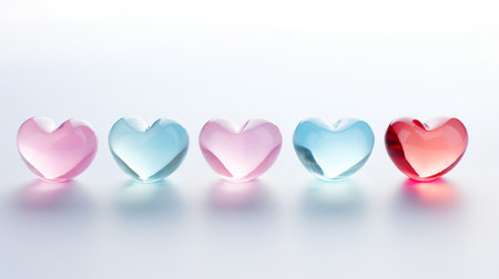 Valentine's day background with glass hearts. Vector illustration.の素材