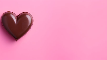 Chocolate heart on a pink background. Valentines day concept.の素材