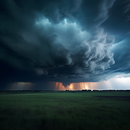 Prairie Storm Clouds and Rain in Saskatchewan Canada Rural Landscapeの素材