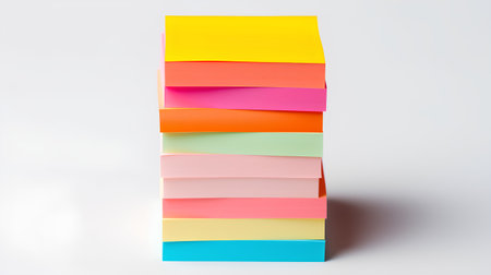 Colorful sticky notes on a white background. 3d rendering.の素材