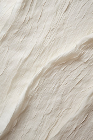 Texture of crumpled white silk fabric as background, closeupの素材