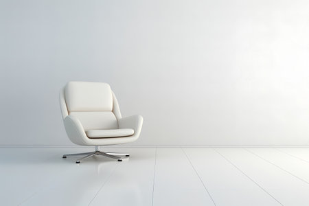 Modern white armchair in empty room with copy space, 3d renderの素材