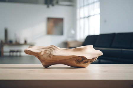 Wooden table in modern living room interior. Mock up, 3D Renderingの素材