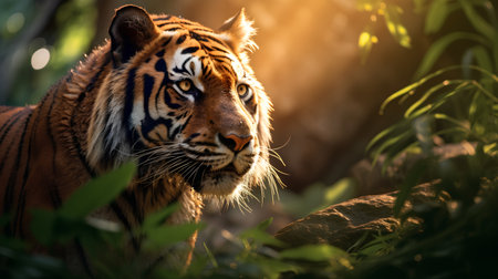 Portrait of a tiger in the wild. Tiger in natural habitat.の素材