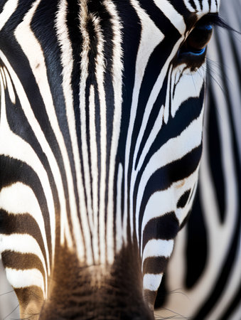 Portrait of a zebra in the wild, close-upの素材