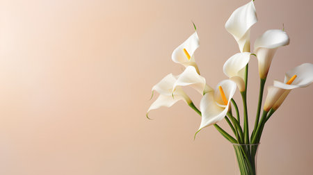 Bouquet of calla lilies on a light background.の素材