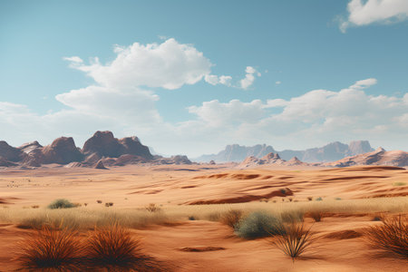 Wadi Rum desert in Jordan. 3d render of desert landscapeの素材
