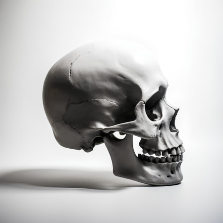 Human skull isolated on a white background. 3d render illustration.の素材