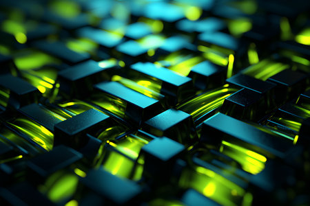 Abstract technology background. 3D rendering of cubes in cyberspaceの素材