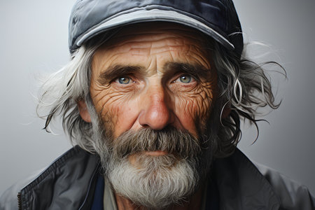 Portrait of an old man with a gray beard and mustache.の素材