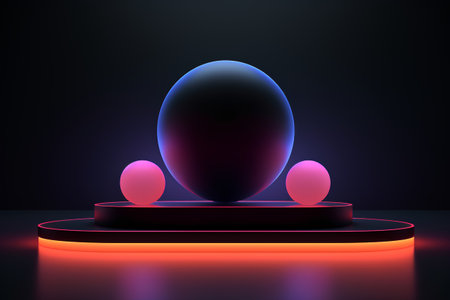 Neon Easter egg on dark background. Vector 3d illustration.の素材