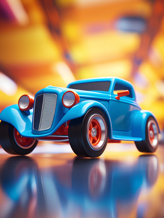 Retro car on the background of the interior. 3d renderの素材