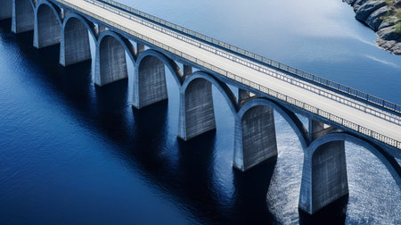 Aerial view of the bridge over the sea in Norway, Scandinavia.の素材