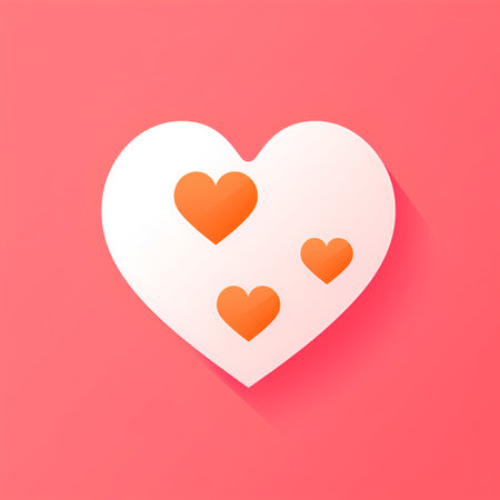 Heart icon in flat style on a pink background. Vector illustration.の素材