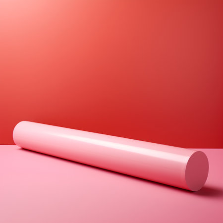 3d render of pink rolled paper on a pink background. Minimal concept.の素材