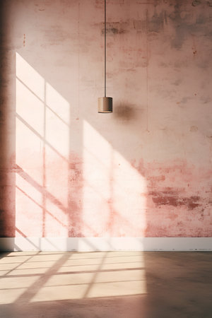 Empty room with light and shadow on the wall. 3d renderingの素材