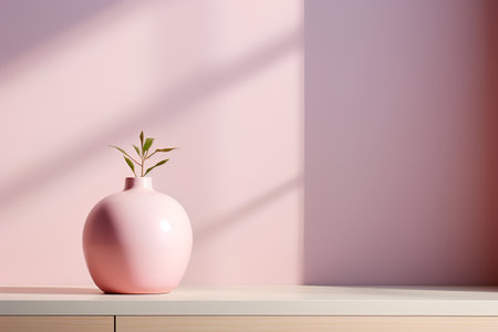 Minimalist interior design. 3d render. Pink vaseの素材