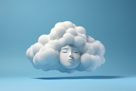 Human head with cloud instead of head. 3D rendering illustration.の素材