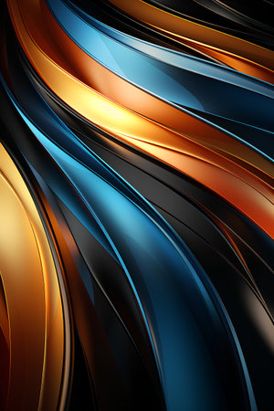 Abstract blue and orange wavy background. 3d render illustration.の素材