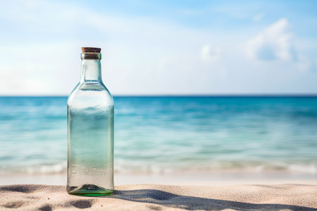 Message in a bottle on the beach. Vacation and travel conceptの素材