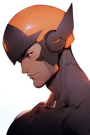 Cyborg with helmet and goggles. 3D rendering, 3D illustration.の素材