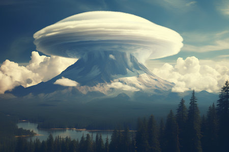 Volcanic eruption of Mount Rainier in the United States of Americaの素材