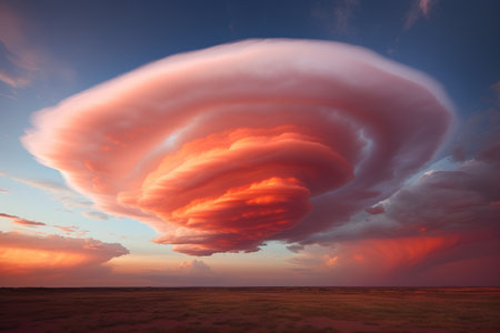 Dramatic cloud over the prairie at sunset. 3d renderの素材