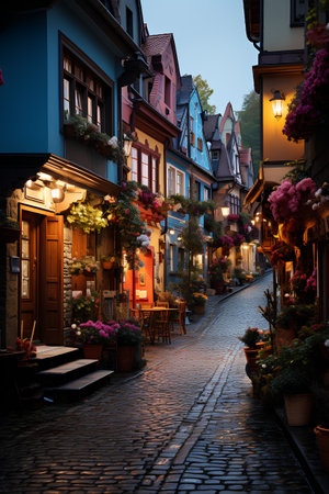 Street in the old town of Colmar, Alsace, Franceの素材