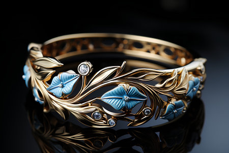 Jewelry ring on the black background. Jewelry background.の素材