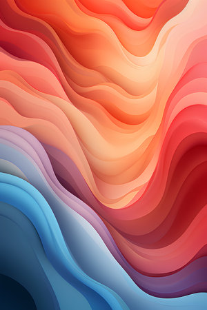 Abstract background with red, blue and orange waves. Vector illustration.の素材
