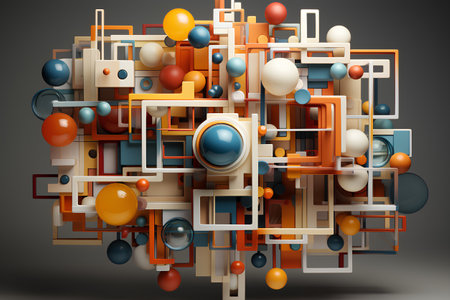 Abstract 3d geometric composition with colorful spheres and spheres. Vector illustration.の素材