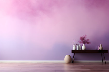 Interior of modern living room with lavender wall and wooden floorの素材