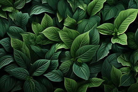 Seamless pattern with green leaves of basil. Vector illustration.の素材