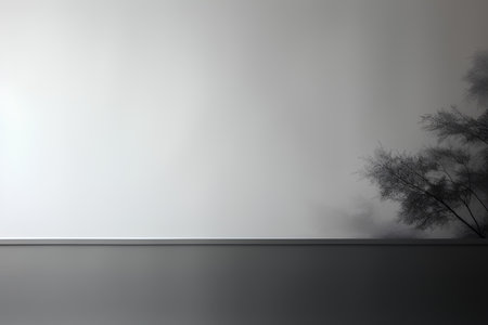 3D render of a white wall with a tree in it.の素材