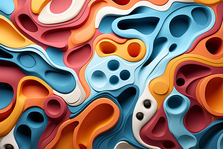 Abstract 3d paper cut background. Colorful carving art. Vector illustration.の素材