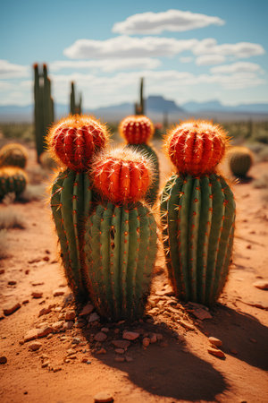 Cactuses in Saguaro National Park, Arizona, USAの素材