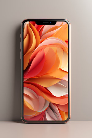 Smartphone with abstract background. 3D illustration. Mockup.の素材