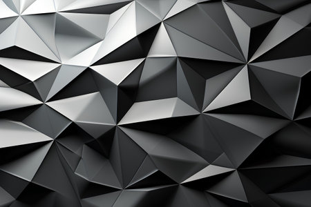 Abstract background of black and white triangles. 3d rendering, 3d illustration.の素材