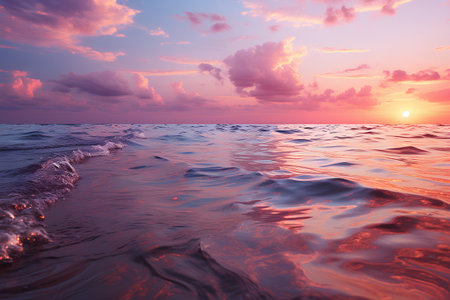 Beautiful seascape. Sunrise over the sea. 3d renderの素材