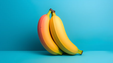 Bunch of bananas on blue background. Minimal concept. 3d renderの素材